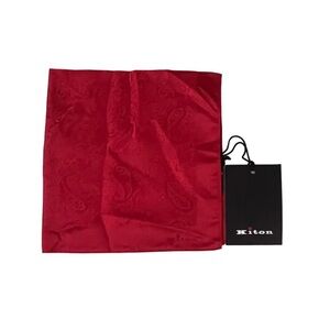 100% NWT KITON Silk Pocket Square Burgundy. (14 X 14)